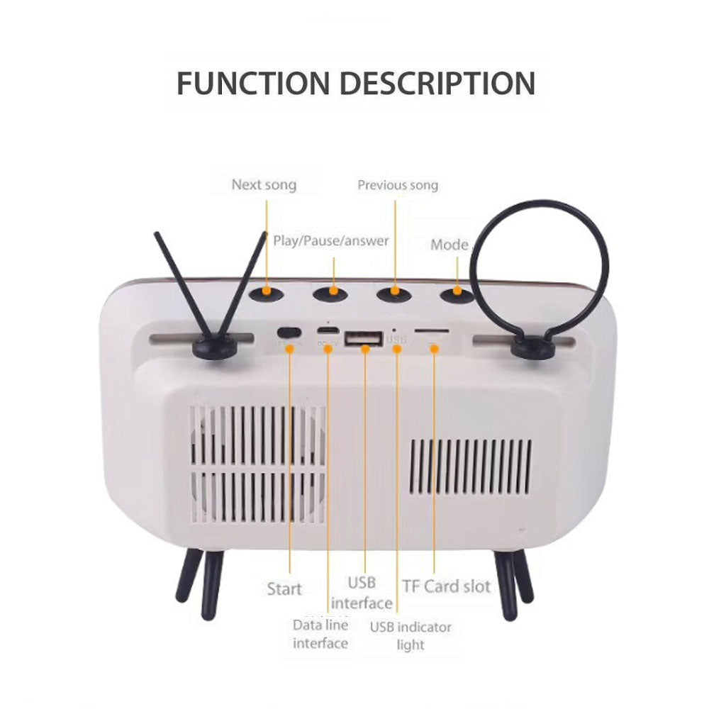 Retro TV Phone Holder + Bluetooth Stereo Speaker