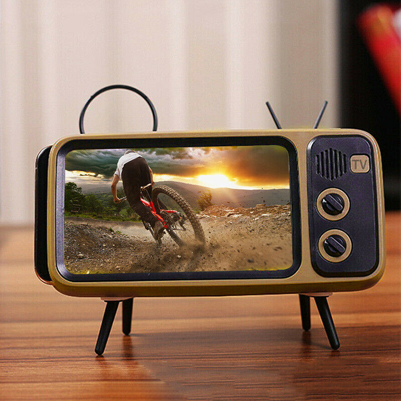 Retro TV Phone Holder + Bluetooth Stereo Speaker