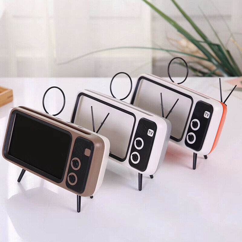 Retro TV Phone Holder + Bluetooth Stereo Speaker