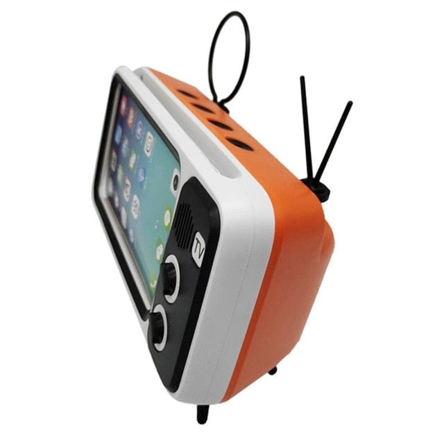 Retro TV Phone Holder + Bluetooth Stereo Speaker