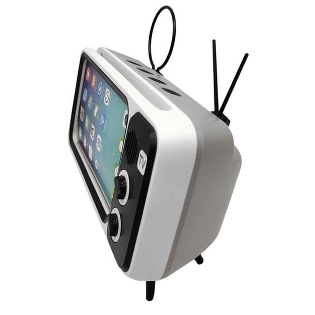 Retro TV Phone Holder + Bluetooth Stereo Speaker